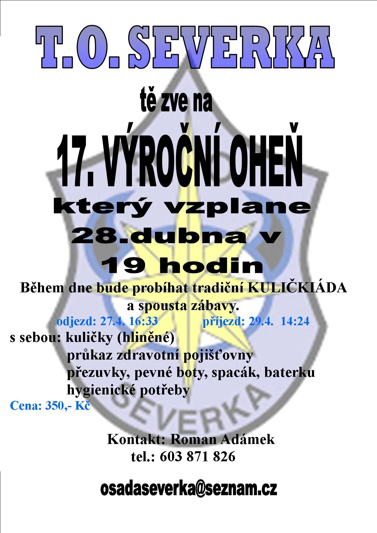 Výroční oheň 27-29.4.2018
