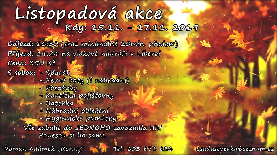 Listopadová akce 15.11-17.11.2019